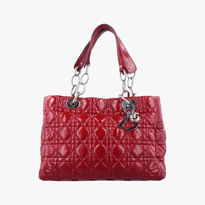 Christian Dior Lady Dior Red Quilted Leather Tote Handbag - Lux Central