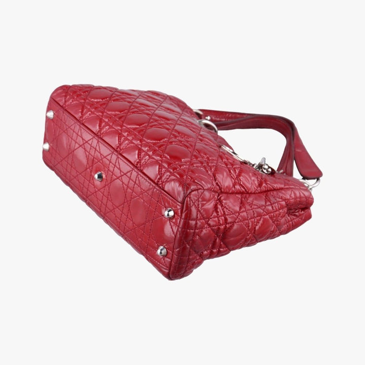 Christian Dior Lady Dior Red Quilted Leather Tote Handbag - Lux Central