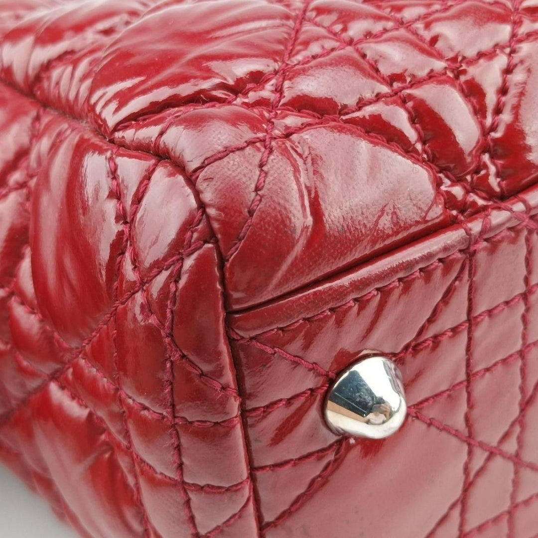 Christian Dior Lady Dior Red Quilted Leather Tote Handbag - Lux Central