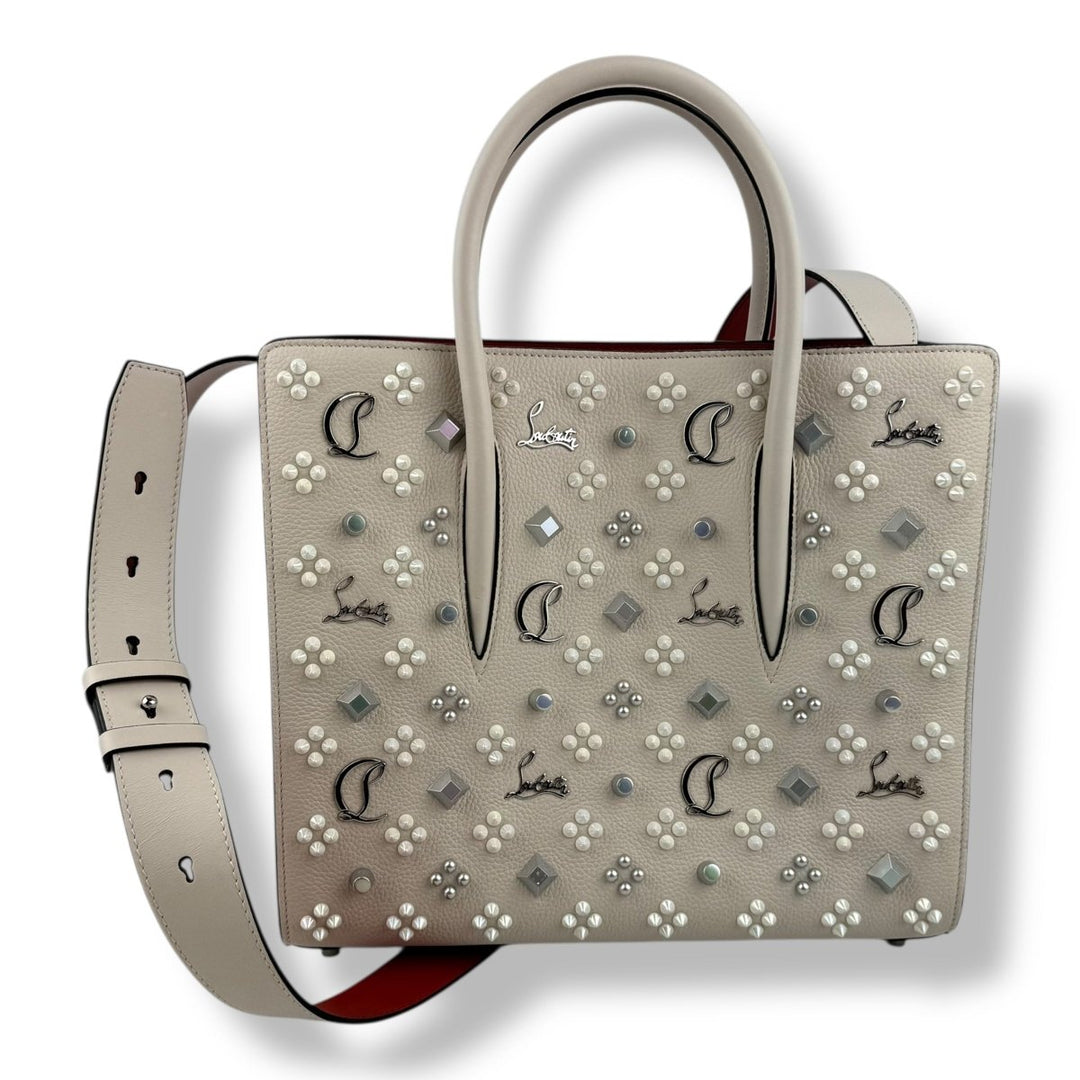 CHRISTIAN LOUBOUTIN Beige Paloma Medium Leather Tote Handbag - Lux Central