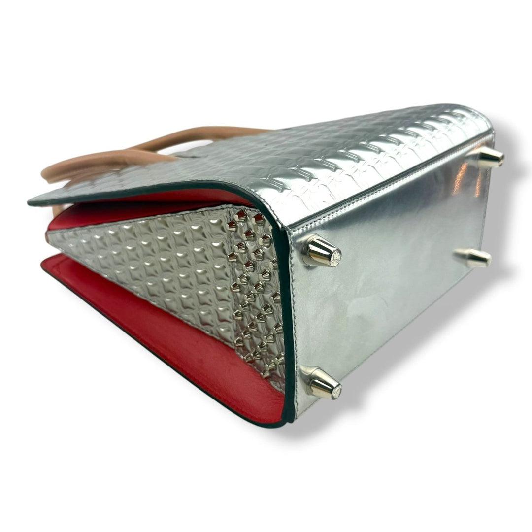 Christian Louboutin Silver Paloma Medium Leather Tote Handbag - Lux Central