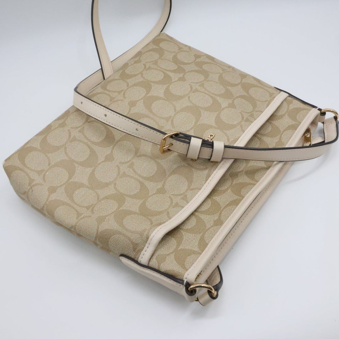 Coach Beige Signature Messenger Handbag - Lux Central