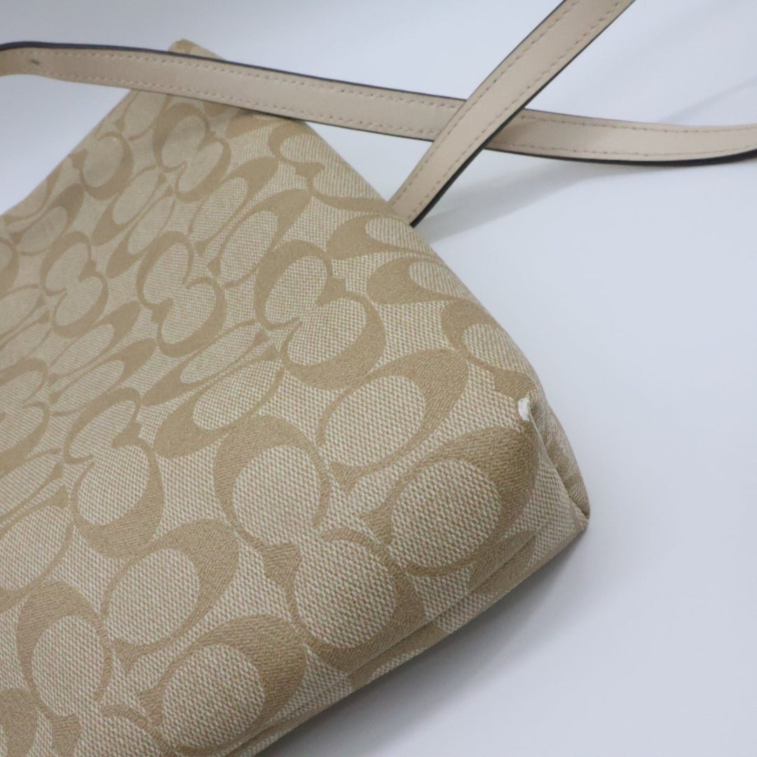 Coach Beige Signature Messenger Handbag - Lux Central