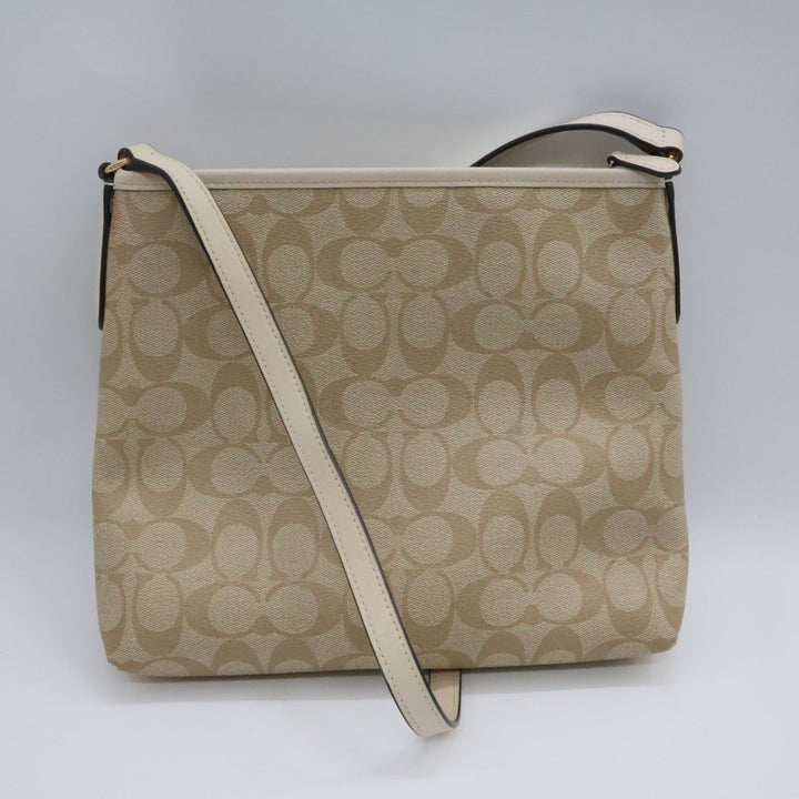 Coach Beige Signature Messenger Handbag - Lux Central