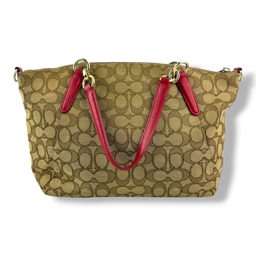 Coach Beige/Red Kelsey Tote Handbag - Lux Central