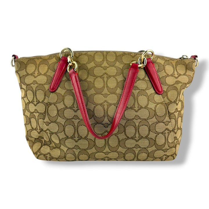 Coach Beige/Red Kelsey Tote Handbag - Lux Central