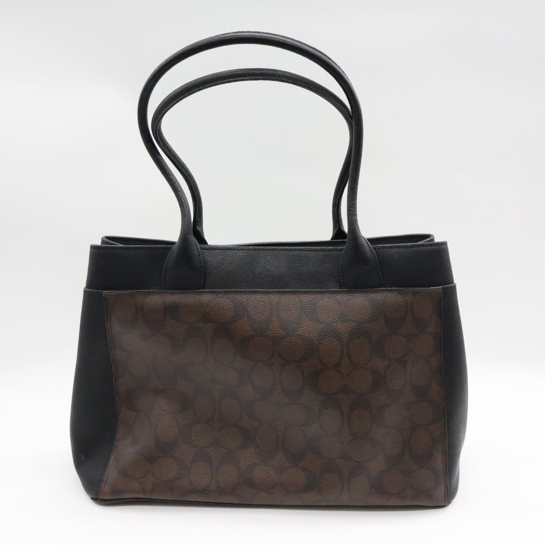Coach Brown/Black Signature Tote Handbag - Lux Central