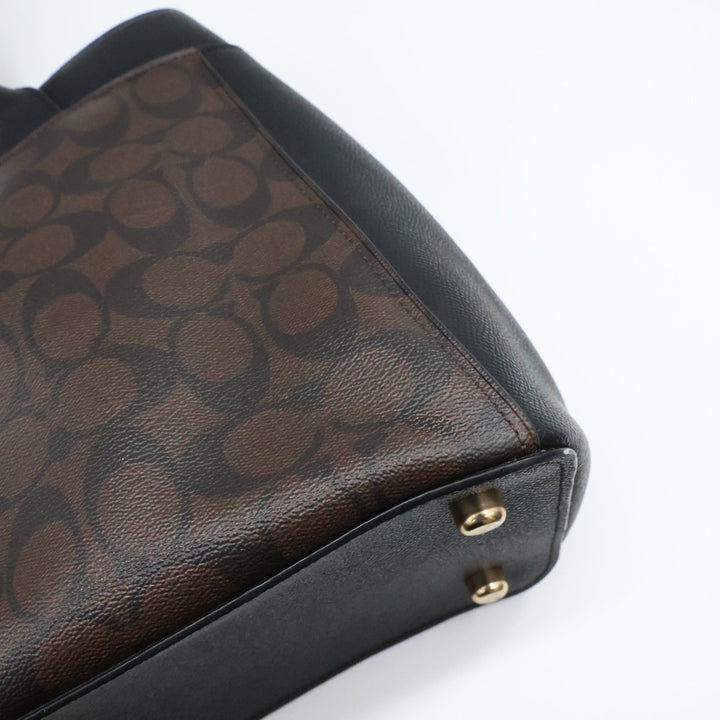 Coach Brown/Black Signature Tote Handbag - Lux Central