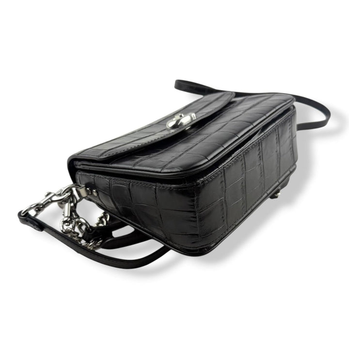 Coach Cassie 19 Black Croc Embossed Leather Handbag - Lux Central