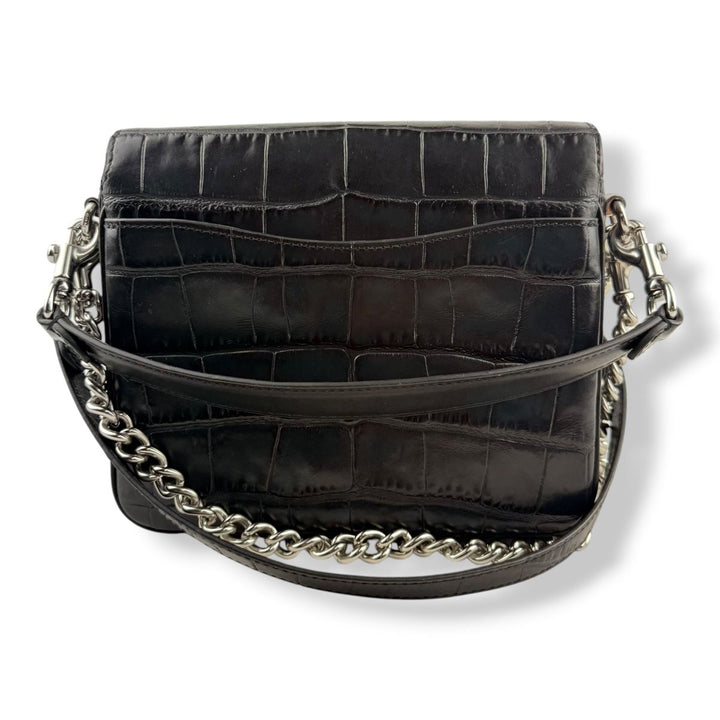 Coach Cassie 19 Black Croc Embossed Leather Handbag - Lux Central