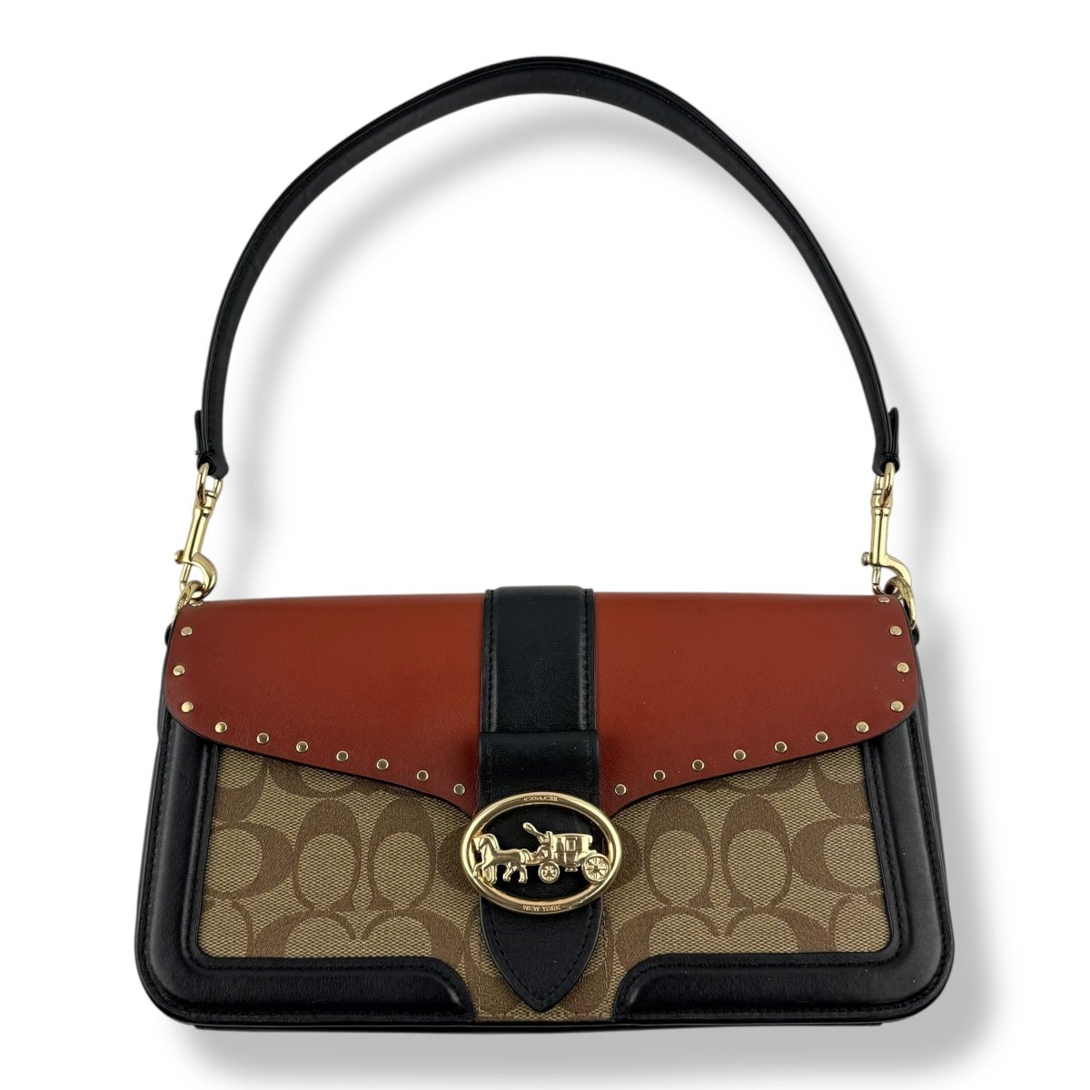 Coach Georgie Brown/Black Signature Handbag - Lux Central