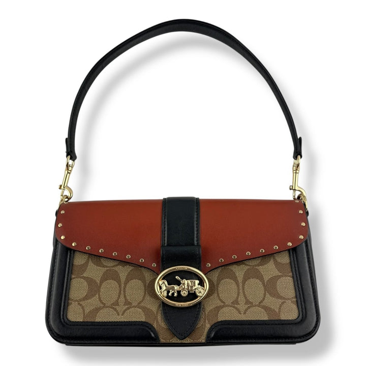 Coach Georgie Brown/Black Signature Handbag - Lux Central