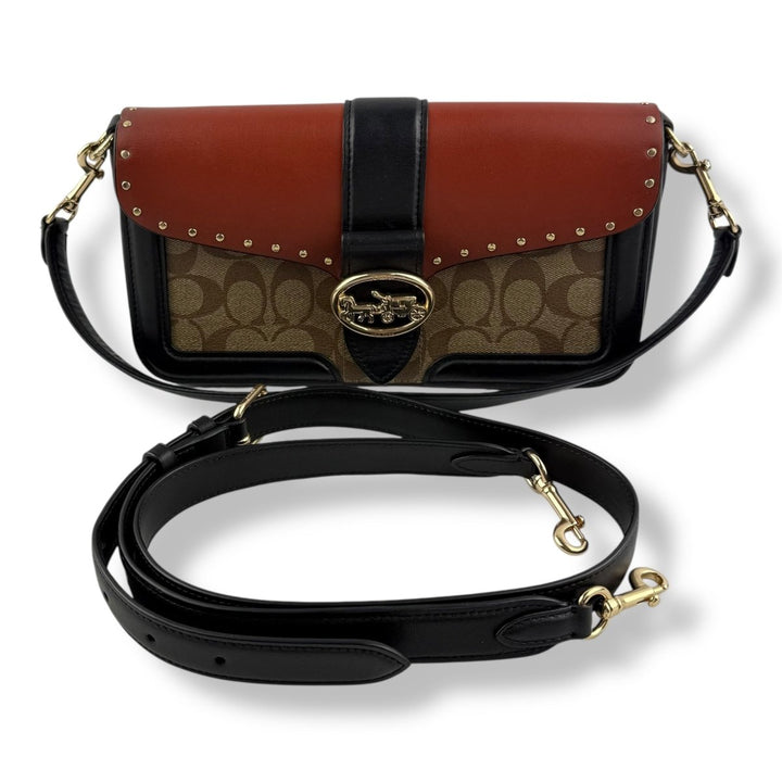 Coach Georgie Brown/Black Signature Handbag - Lux Central