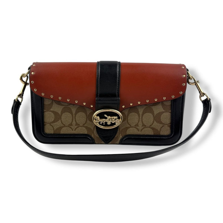 Coach Georgie Brown/Black Signature Handbag - Lux Central