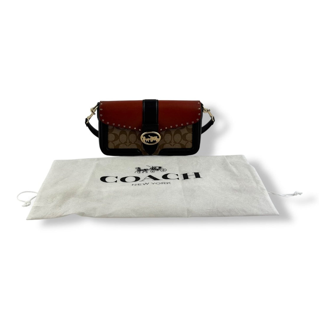 Coach Georgie Brown/Black Signature Handbag - Lux Central