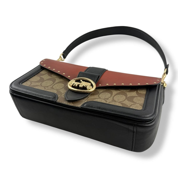 Coach Georgie Brown/Black Signature Handbag - Lux Central