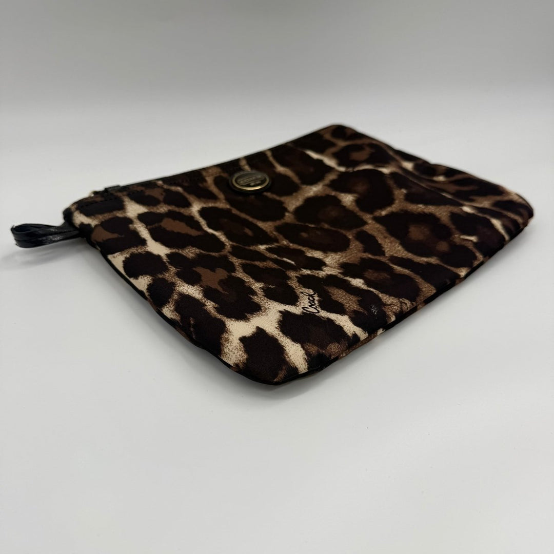 Coach Ocelot Brown Sateen Clutch Handbag - Lux Central