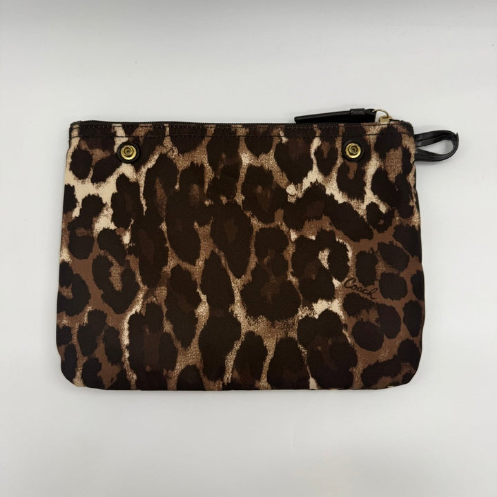 Coach Ocelot Brown Sateen Clutch Handbag - Lux Central