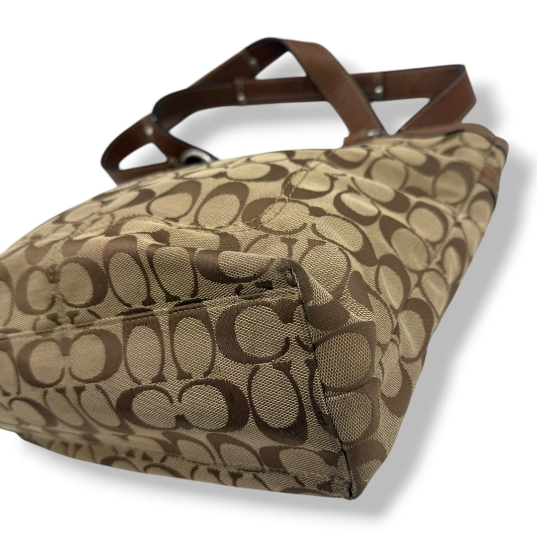 Coach Penelope Brown/Beige Signature Tote Handbag - Lux Central