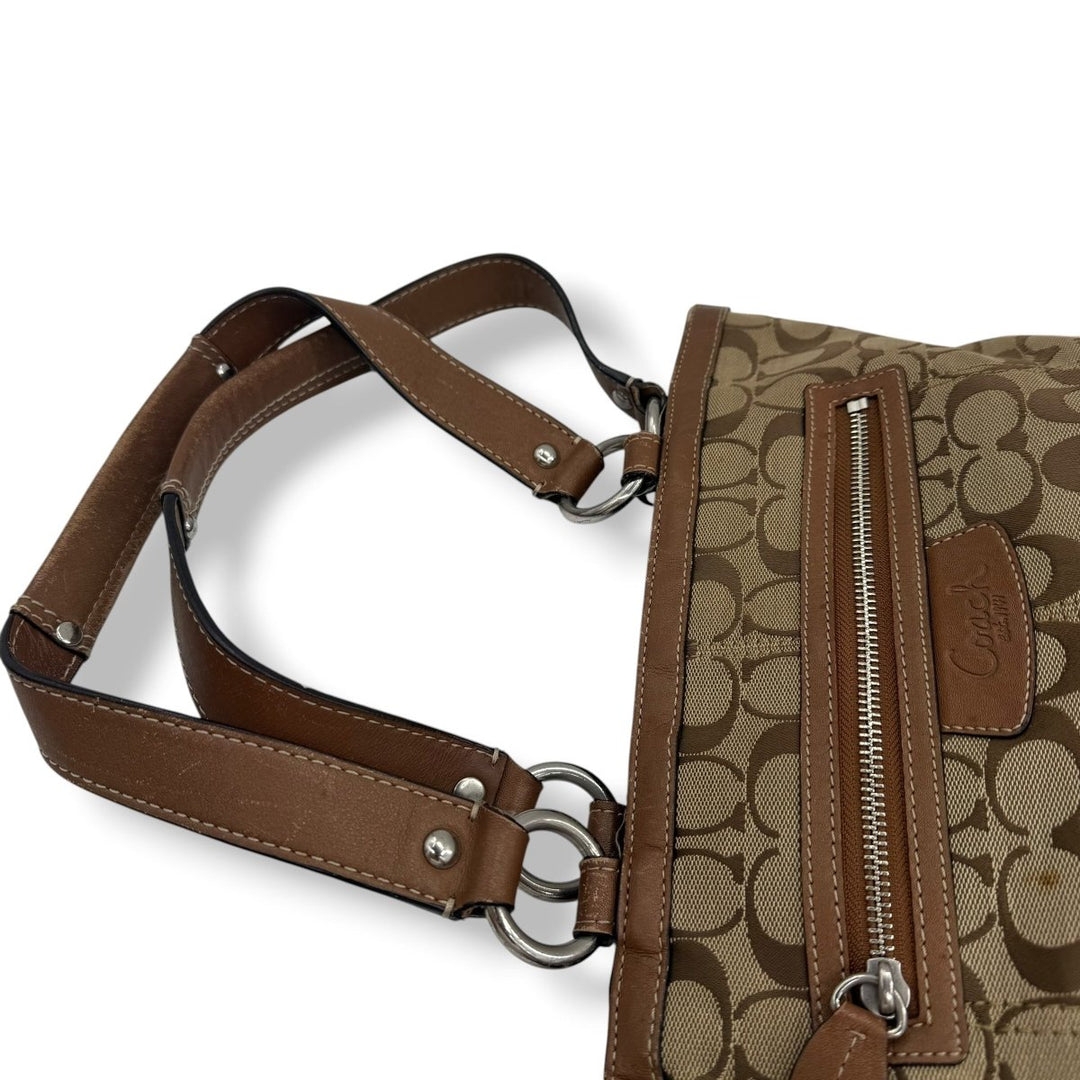 Coach Penelope Brown/Beige Signature Tote Handbag - Lux Central