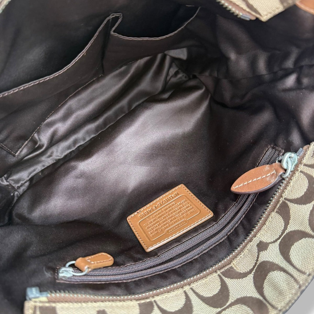 Coach Penelope Brown/Beige Signature Tote Handbag - Lux Central