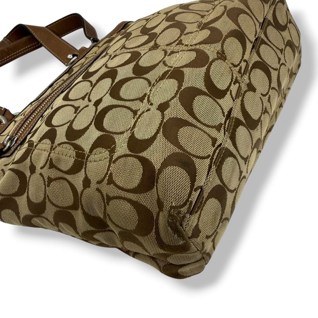 Coach Penelope Brown/Beige Signature Tote Handbag - Lux Central