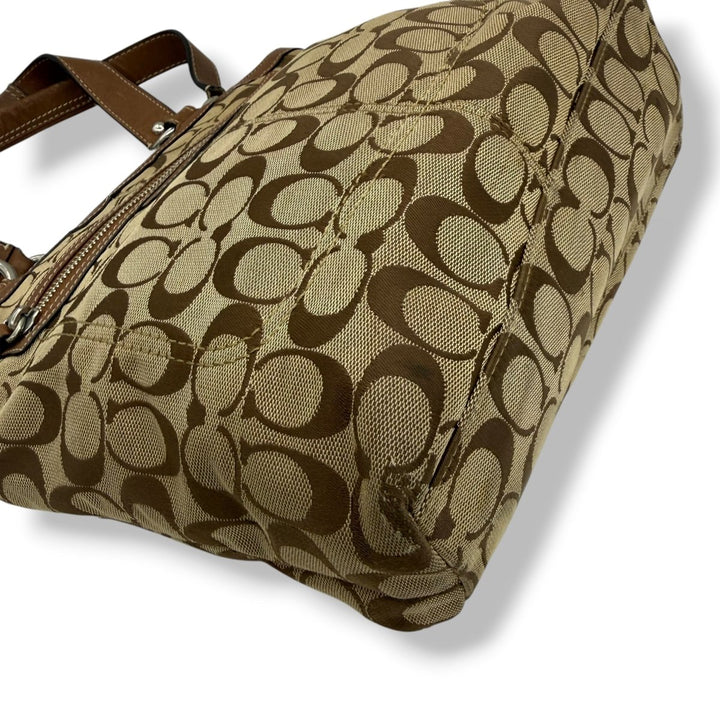 Coach Penelope Brown/Beige Signature Tote Handbag - Lux Central