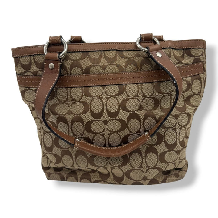Coach Penelope Brown/Beige Signature Tote Handbag - Lux Central