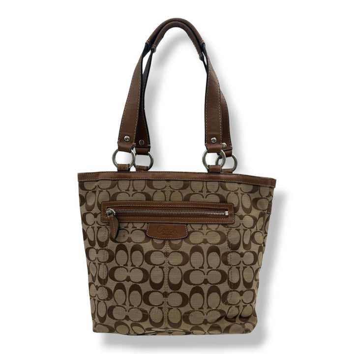 Coach Penelope Brown/Beige Signature Tote Handbag - Lux Central
