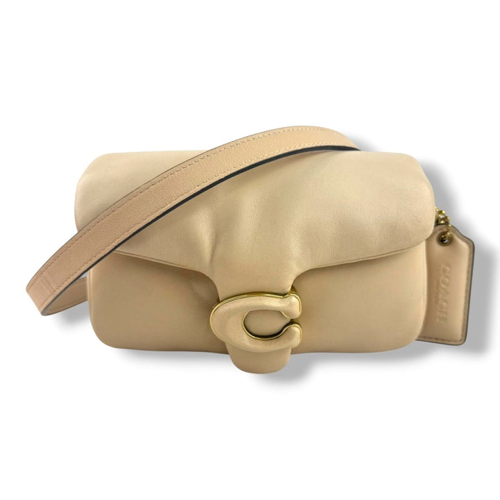 Coach Pillow Tabby 18 Beige Leather Handbag - Lux Central