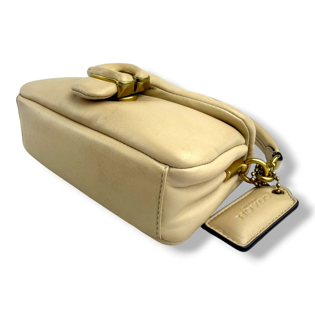 Coach Pillow Tabby 18 Beige Leather Handbag - Lux Central