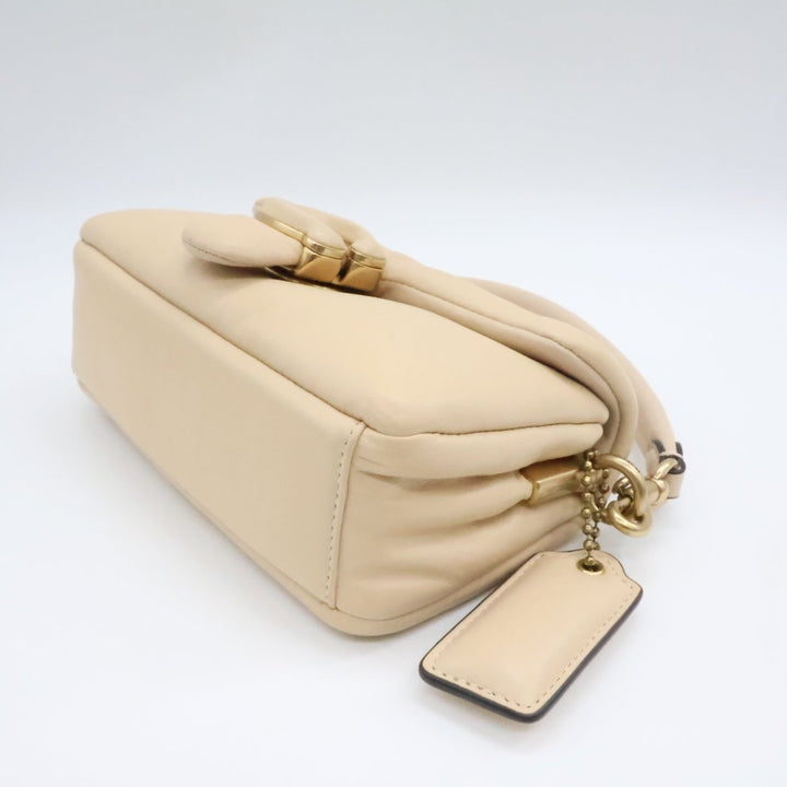 Coach Pillow Tabby 18 Beige Leather Handbag - Lux Central
