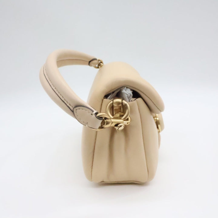 Coach Pillow Tabby 18 Beige Leather Handbag - Lux Central