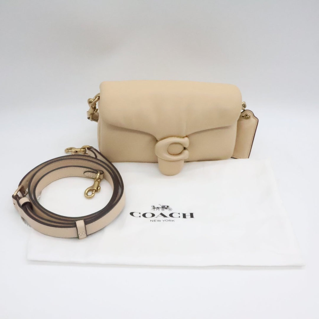 Coach Pillow Tabby 18 Beige Leather Handbag - Lux Central