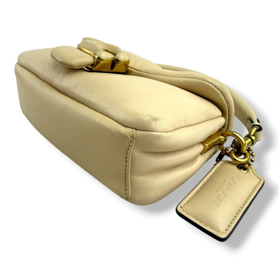 Coach Pillow Tabby 18 Beige Leather Handbag - Lux Central
