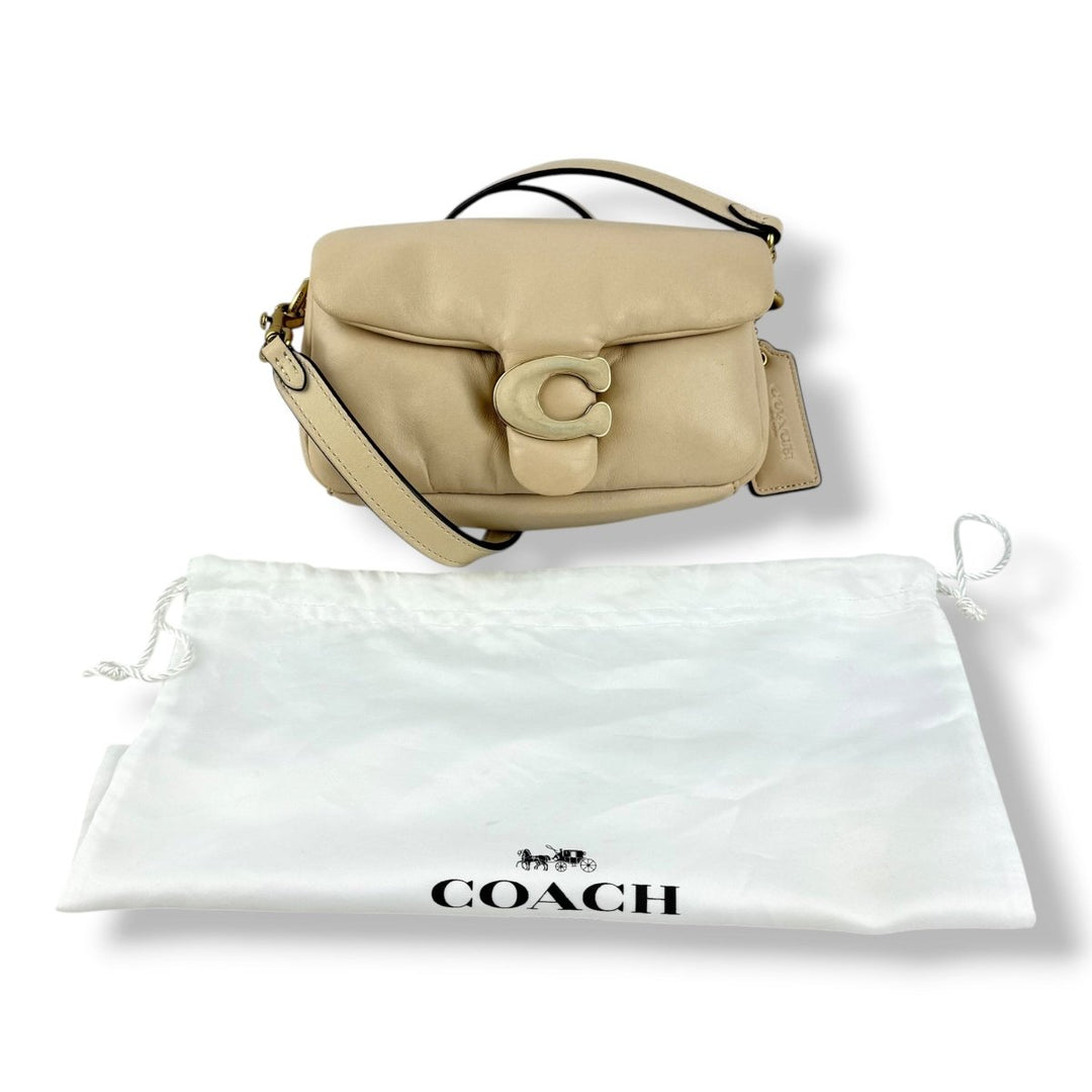Coach Pillow Tabby 18 Cream Leather Handbag - Lux Central