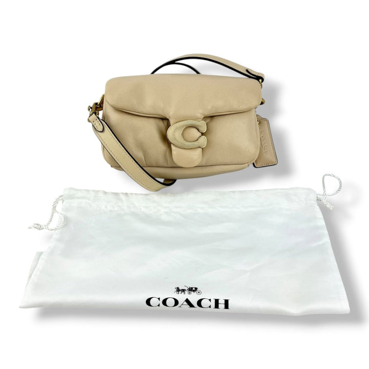 Coach Pillow Tabby 18 Cream Leather Handbag - Lux Central