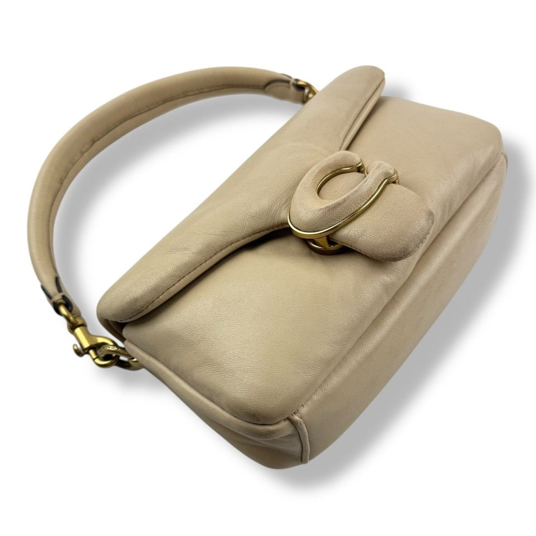 Coach Pillow Tabby 18 Cream Leather Handbag - Lux Central