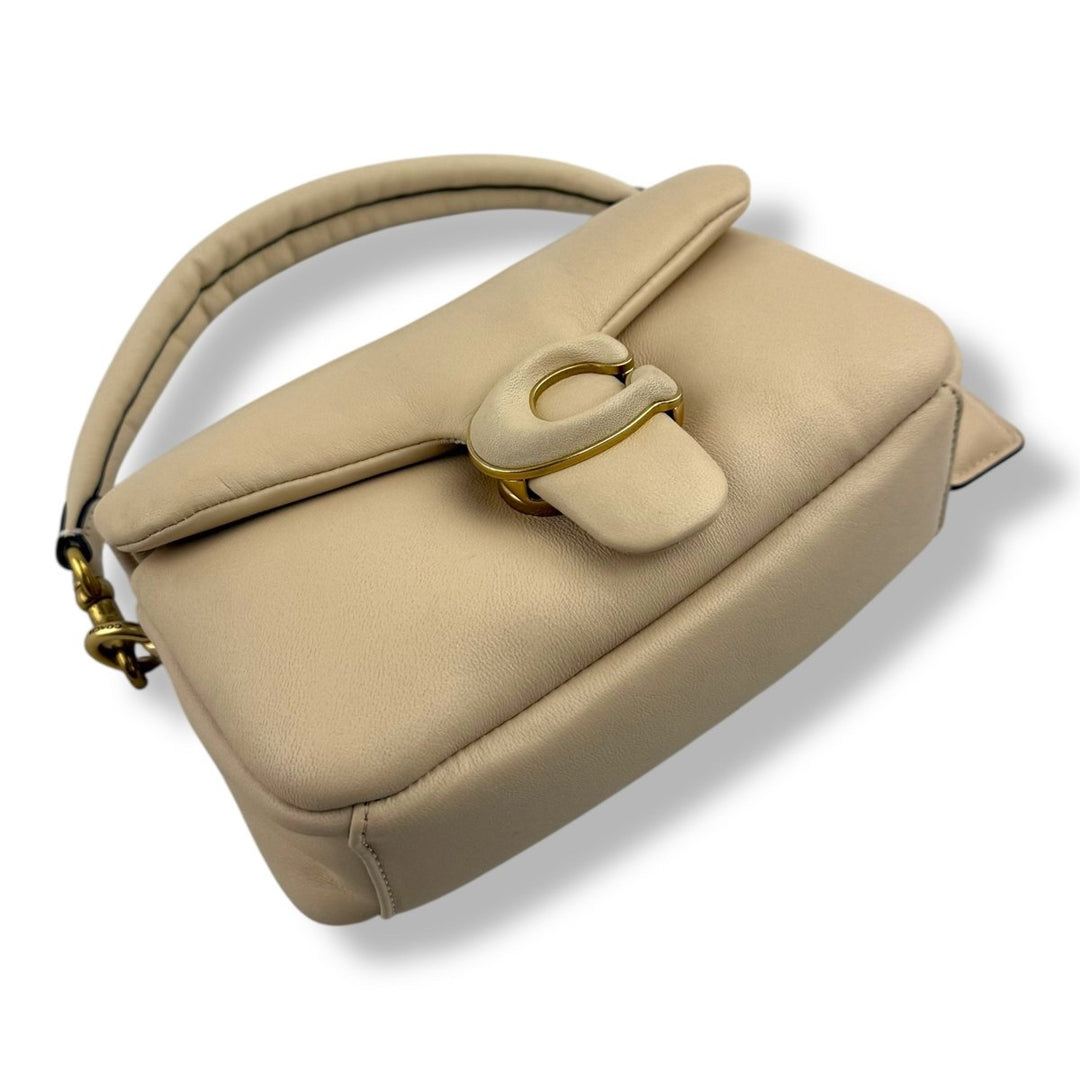 Coach Pillow Tabby 18 Cream Leather Handbag - Lux Central