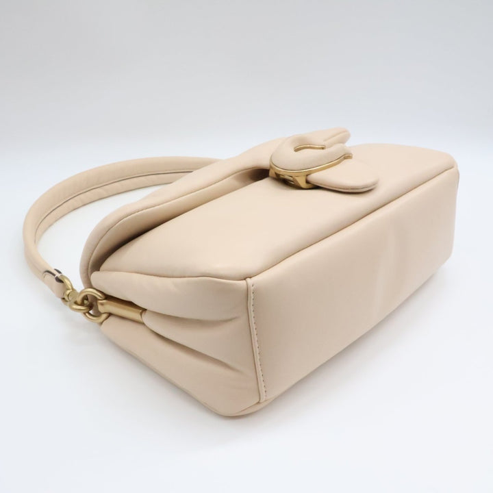 Coach Pillow Tabby 26 Beige Leather Crossbody Handbag - Lux Central