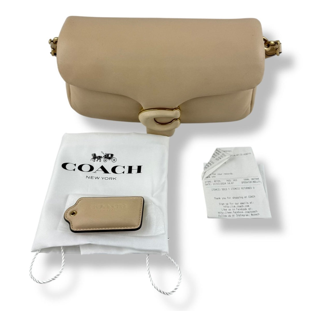 Coach Pillow Tabby 26 Beige Leather Handbag - Lux Central