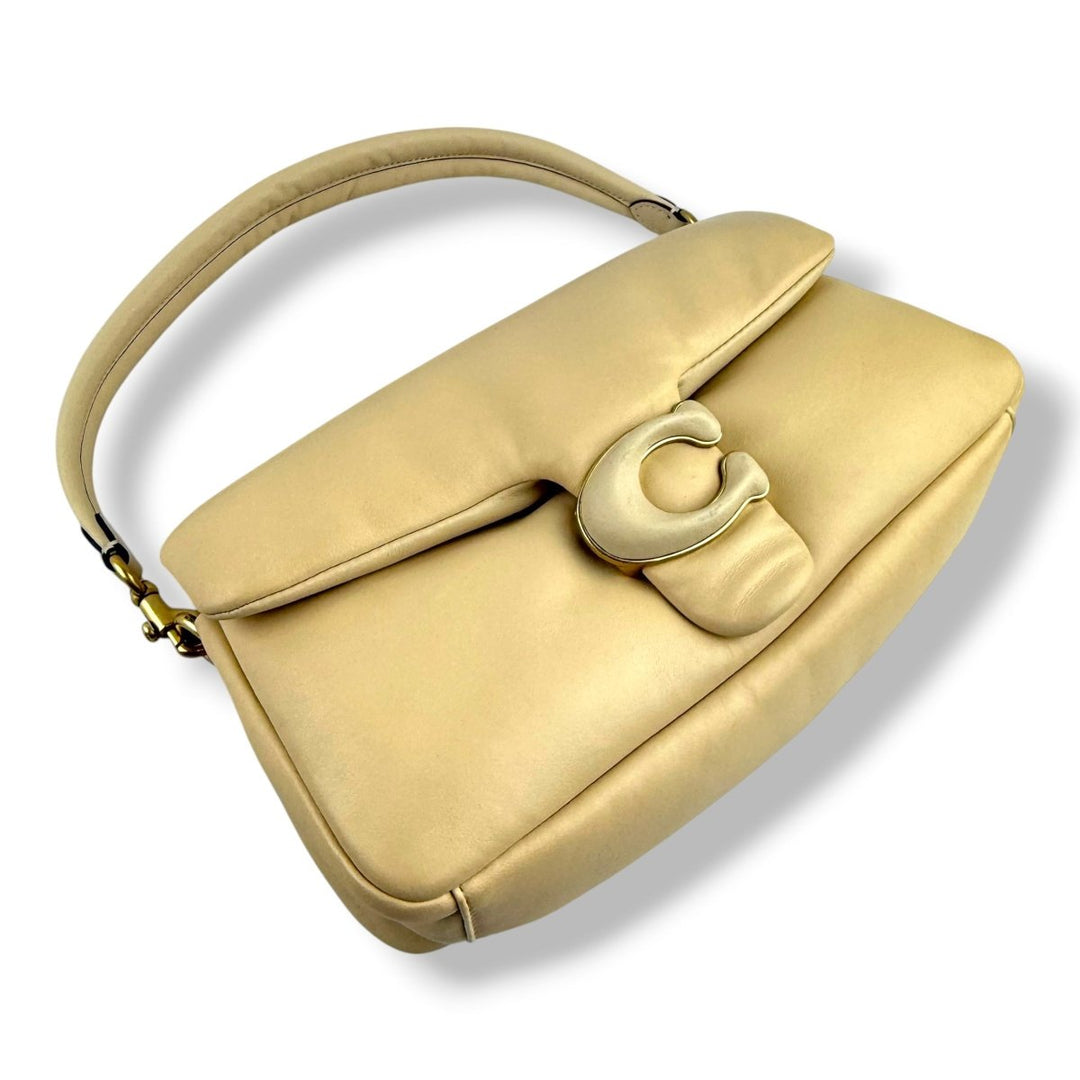 Coach Pillow Tabby 26 Beige Leather Handbag - Lux Central