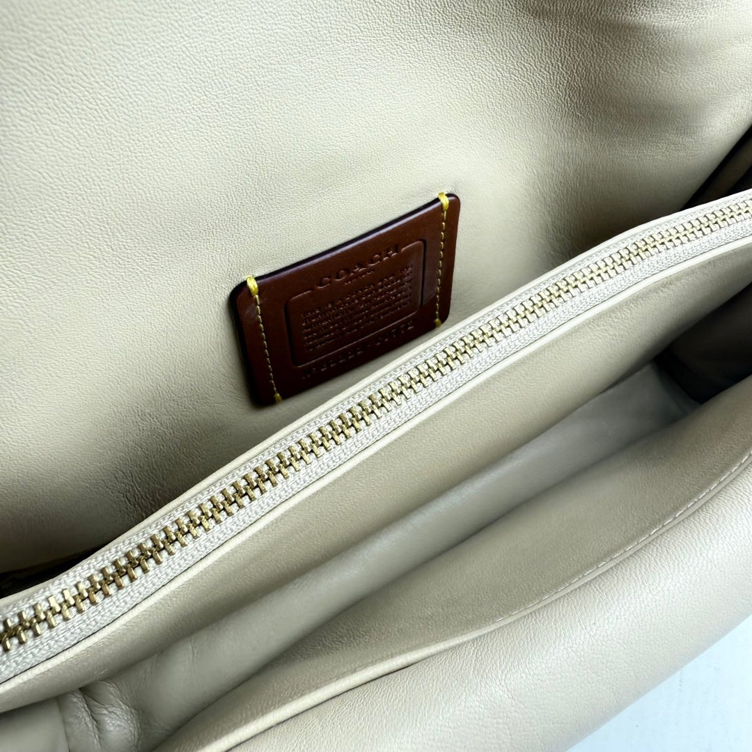 Coach Pillow Tabby 26 Beige Leather Handbag - Lux Central