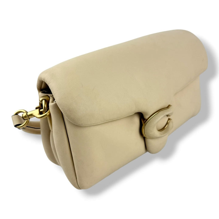 Coach Pillow Tabby 26 Beige Leather Handbag - Lux Central