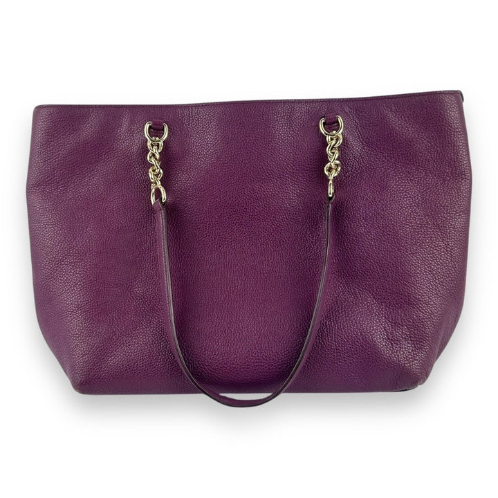 Coach Purple Top Handle Pebbled Leather Tote Handbag - Lux Central