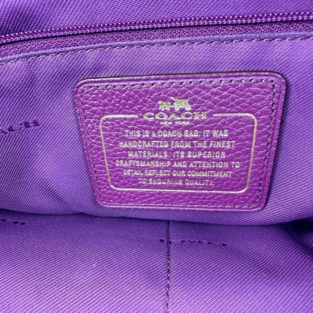 Coach Purple Top Handle Pebbled Leather Tote Handbag - Lux