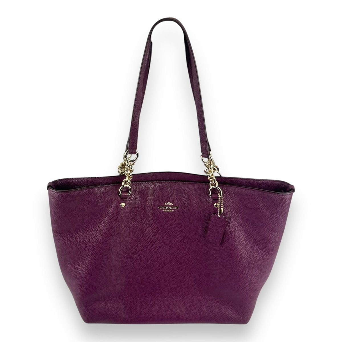 Coach Purple Top Handle Pebbled Leather Tote Handbag