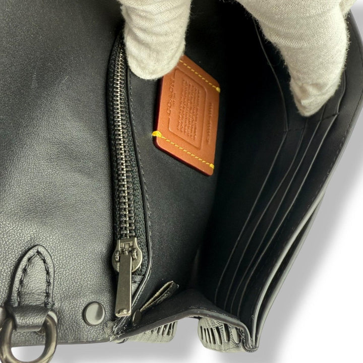 Coach Rivet Wallet on Chain Black Leather Cross Body Handbag - Lux Central