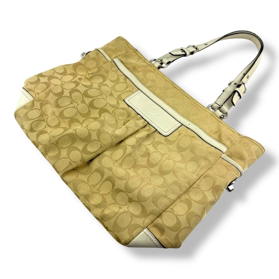 Coach Signature Beige Tote Handbag - Lux Central