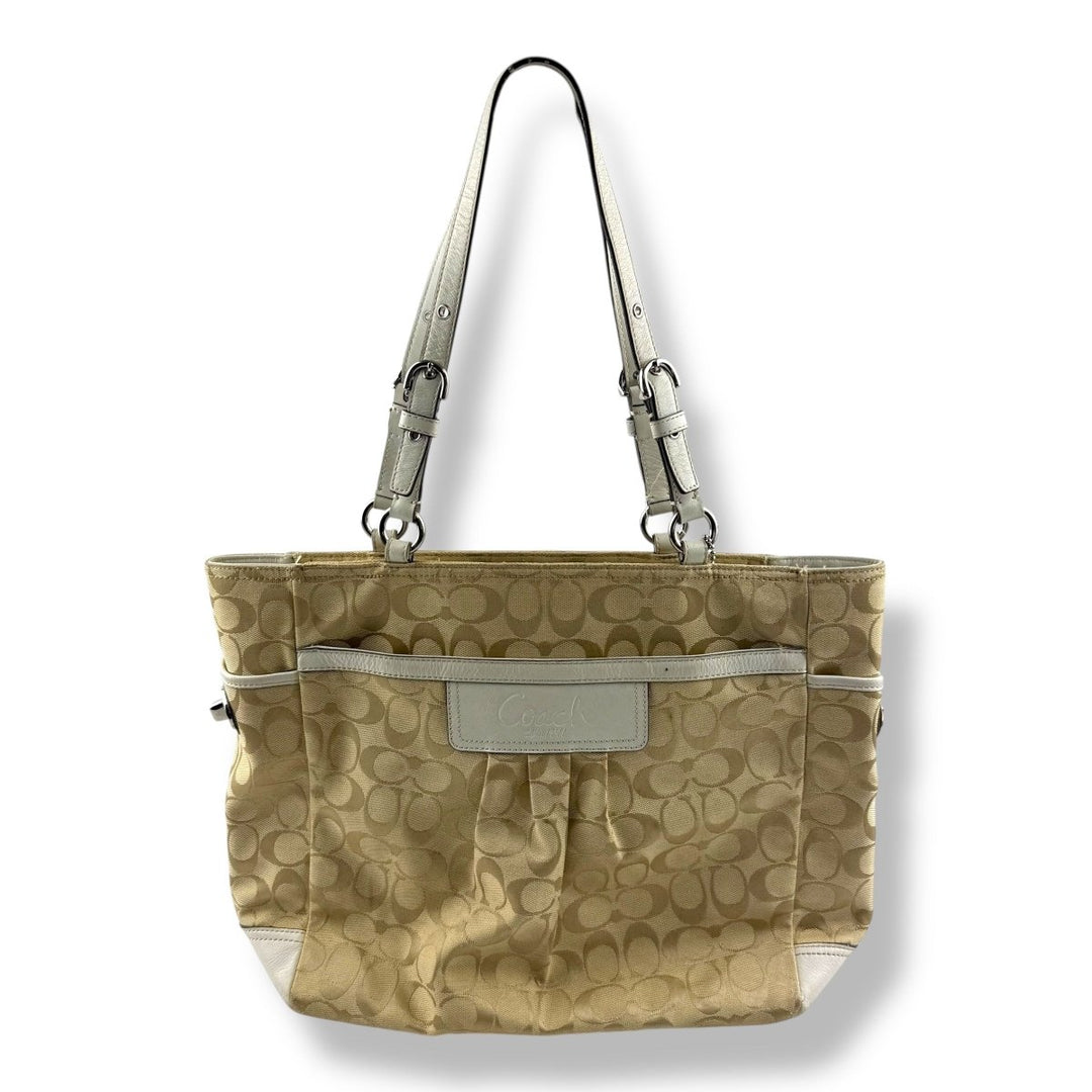 Coach Signature Beige Tote Handbag - Lux Central